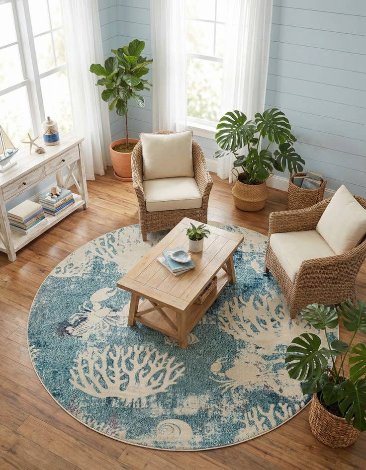 Detail image of 7' 10 x 7' 10  Washable Capri Round Rug