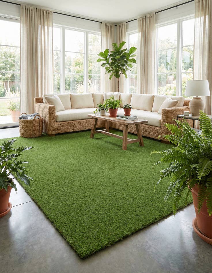 Detail image of 10' x 16'  Washable Grass Indoor / Outdoor Rug