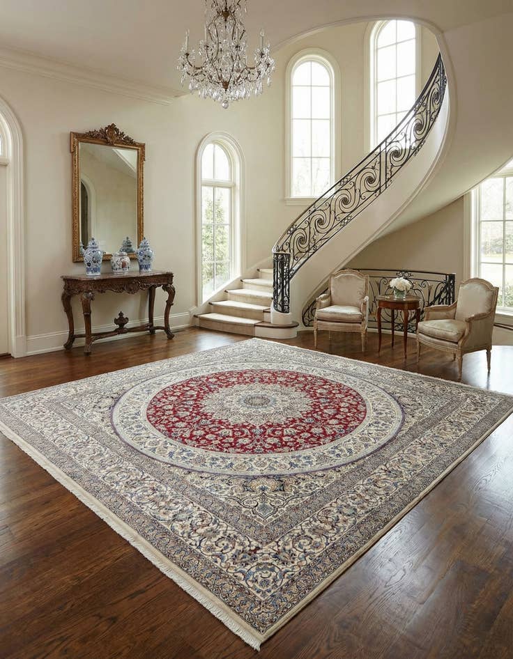 Detail image of 16' 5 x 16' 5 Hand Knotted Nain Persian Square Rug