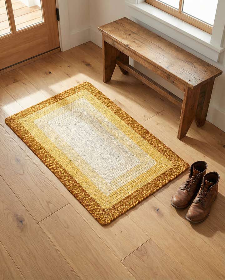 2' x 3' 1 Handmade Hand Braided Wool Rug