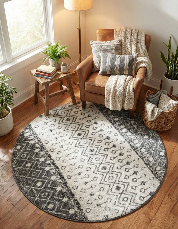 Detail image of 5' 3 x 5' 3 Moroccan Trellis Round Rug