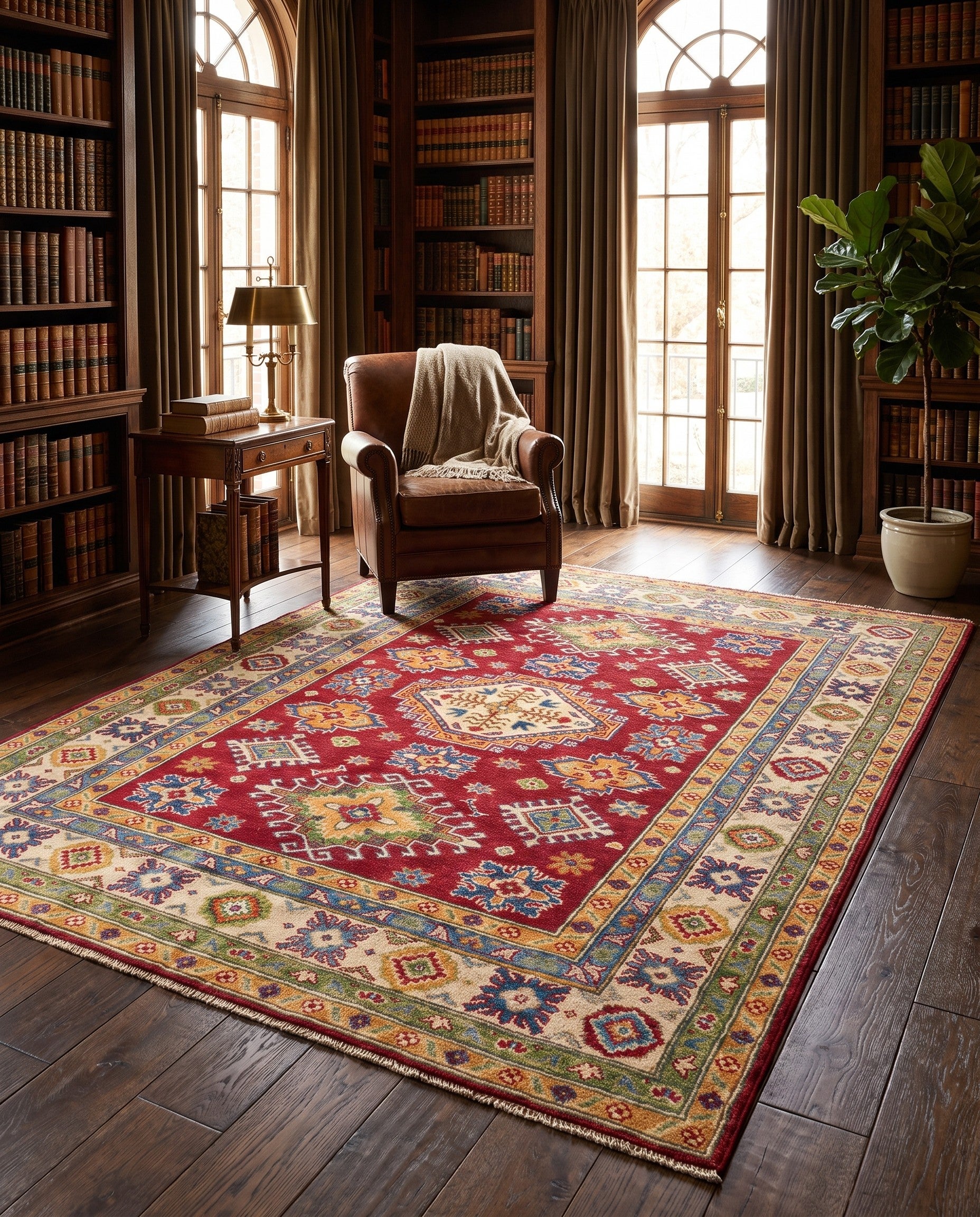 155cm x 195cm Hand Knotted Kazak Rug