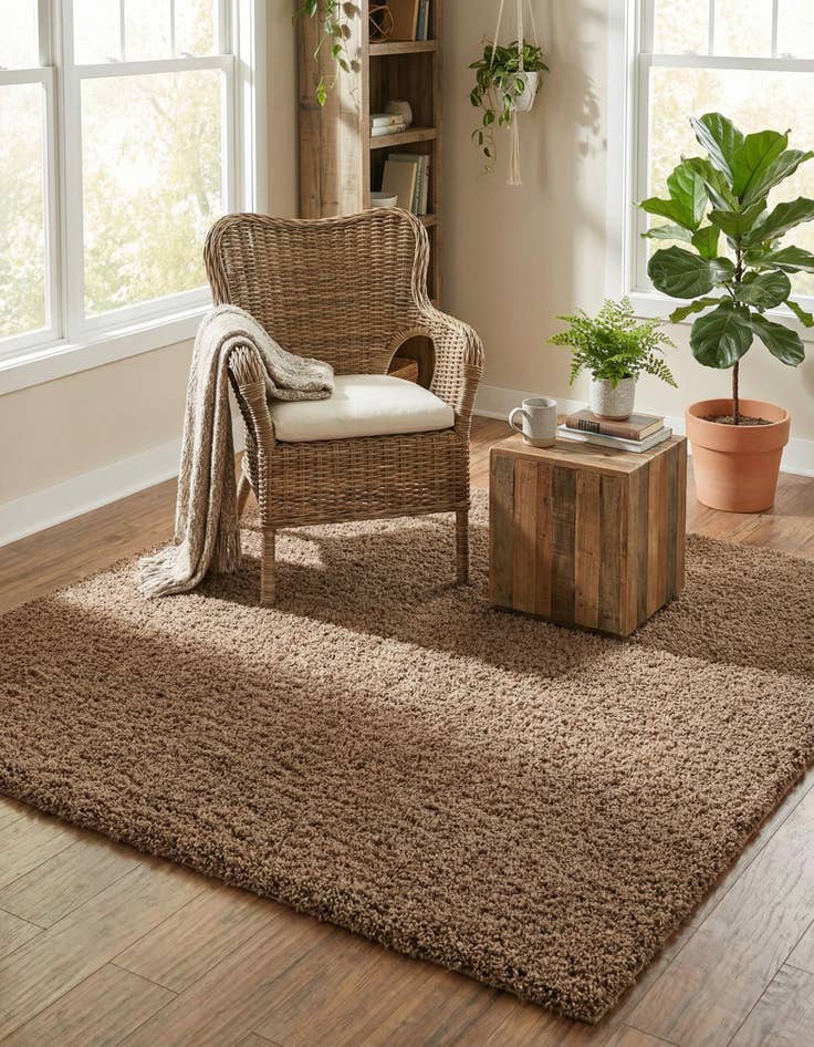 Detail image of 7' 10 x 7' 10 Solid Shag Square Rug