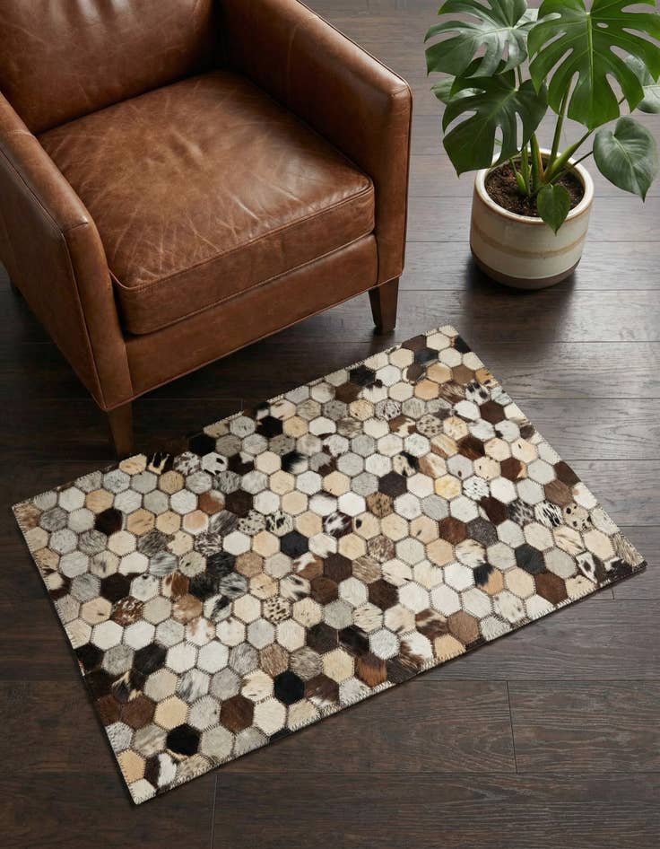 Detail image of 2' x 3' 1 Cowhide Leather Rug