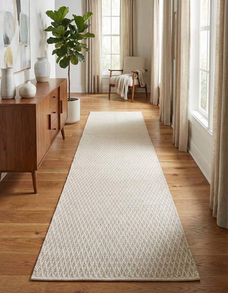 Detail image of 3' 3 x 12' Hand Woven Lattice Wool Runner Rug