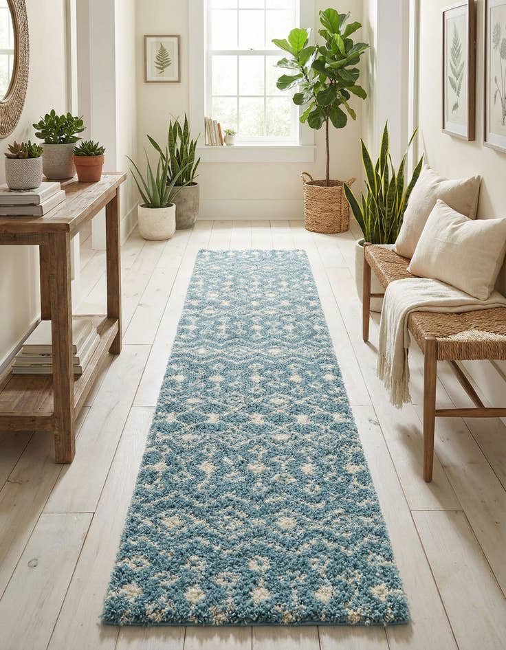 Detail image of 2' 7 x 12' Moroccan Trellis Shag Runner Rug