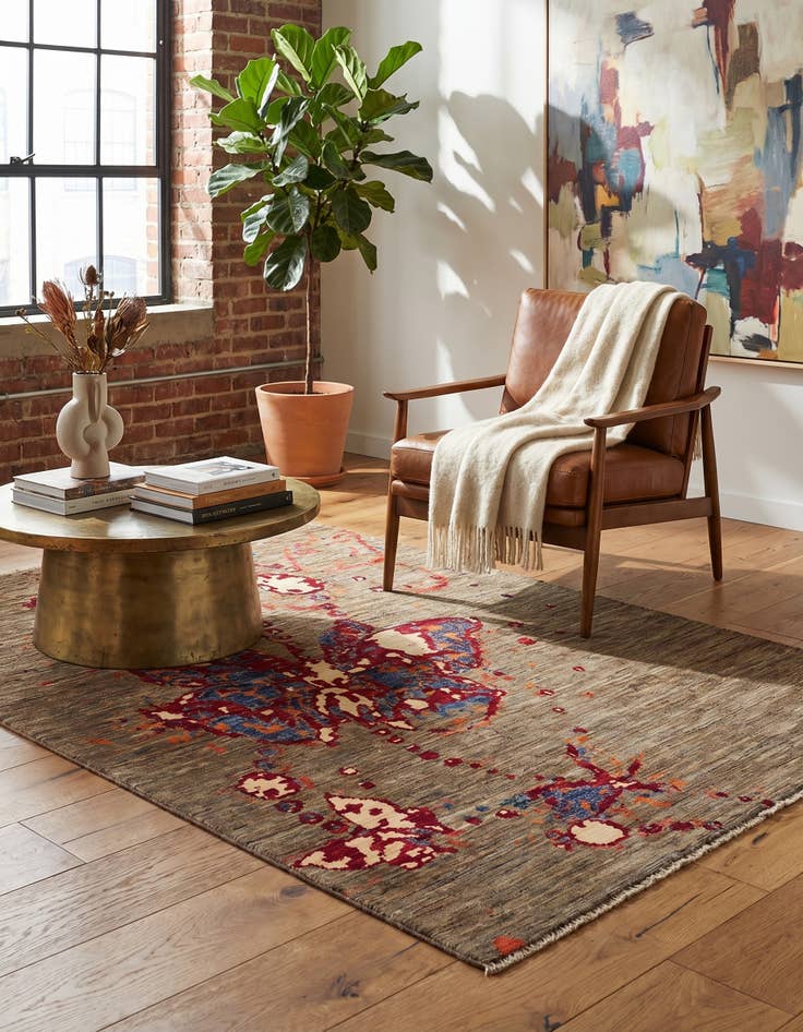 Detail image of 4' x 5' 10 Hand Knotted Modern Ziegler Rug