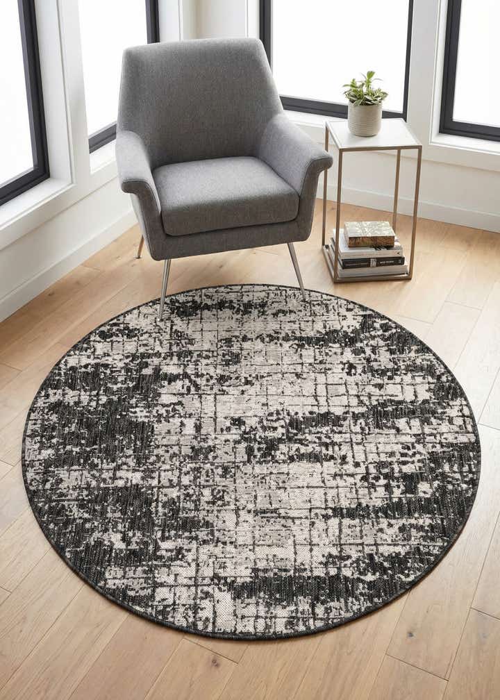 4' x 4' Easy-Clean Modern Indoor / Outdoor Round Rug