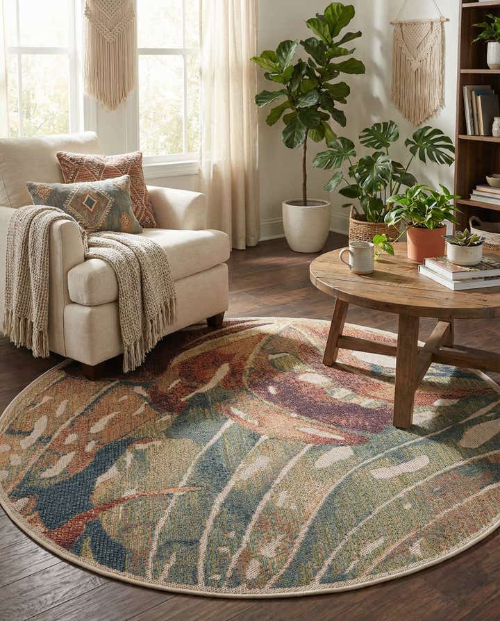 5' 3 x 5' 3 Easy-Clean Baja Indoor / Outdoor Round Rug