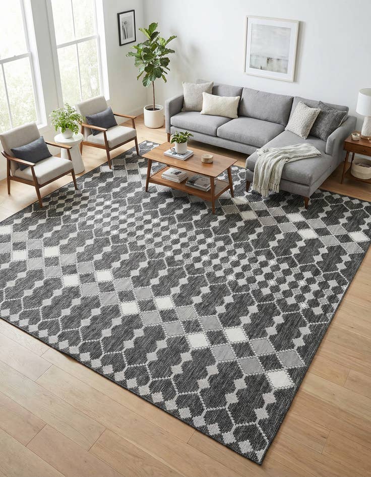 Detail image of 10' x 10'  Washable Trellis Indoor / Outdoor Square Rug