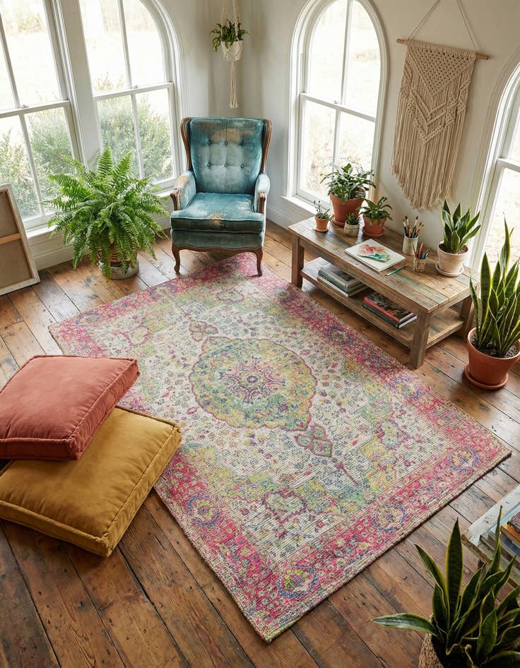 Detail image of 5' 3 x 8'  Hand Woven Chenille Jute Rug