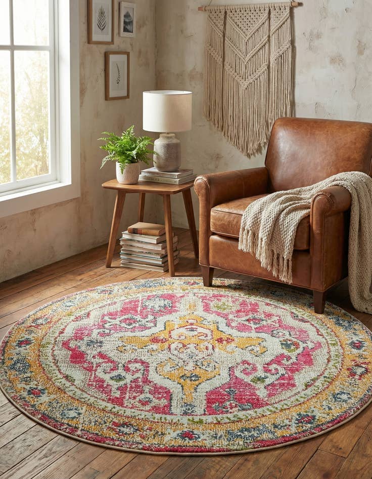 Detail image of 4' x 4' Washable Carnevale Round Rug