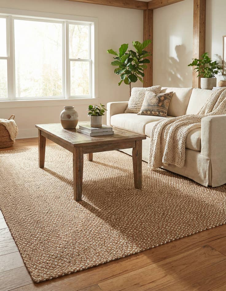 Detail image of 6' 1 x 9' Handmade Tweed Braided Jute Rug