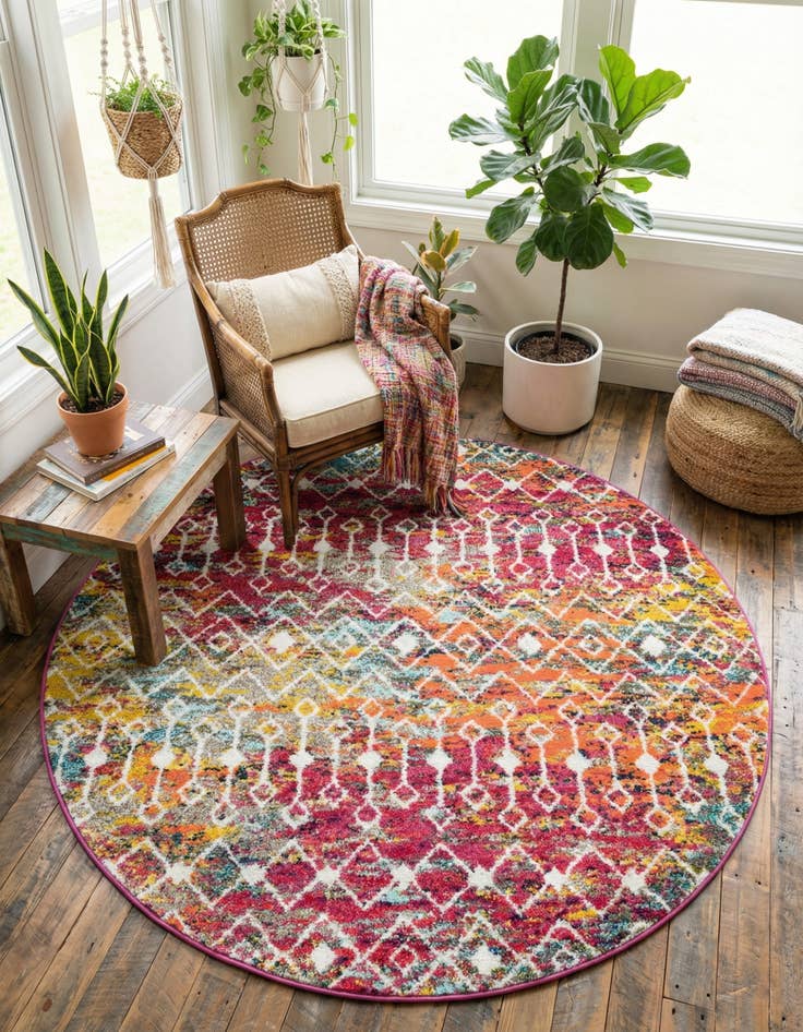 Detail image of  5' 3 x 5' 3 Moroccan Trellis Round Rug