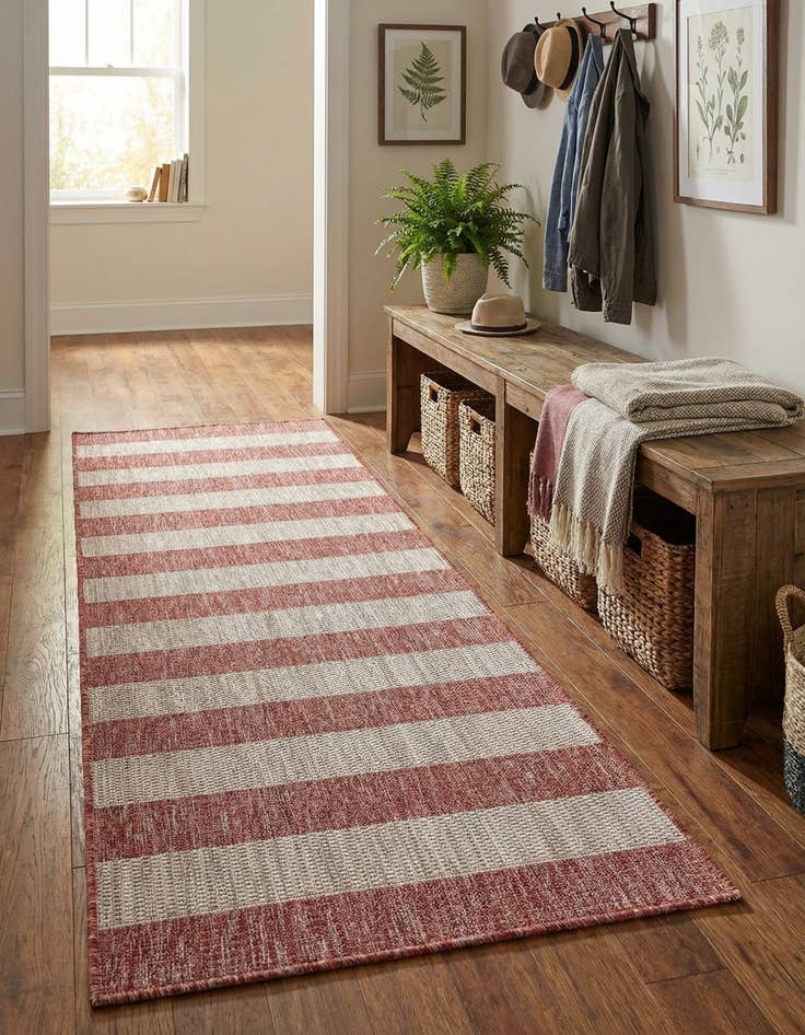 Detail image of 2' x 6' Washable Ribbon Indoor / Outdoor Runner Rug