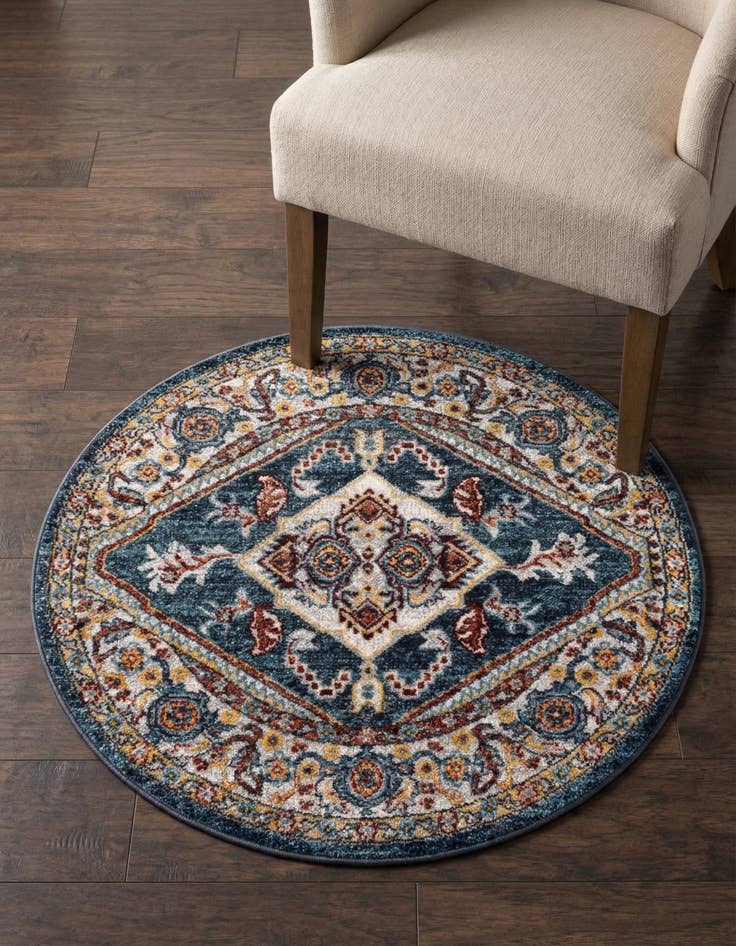 Detail image of 3' 3 x 3' 3 Kamala Washable Round Rug
