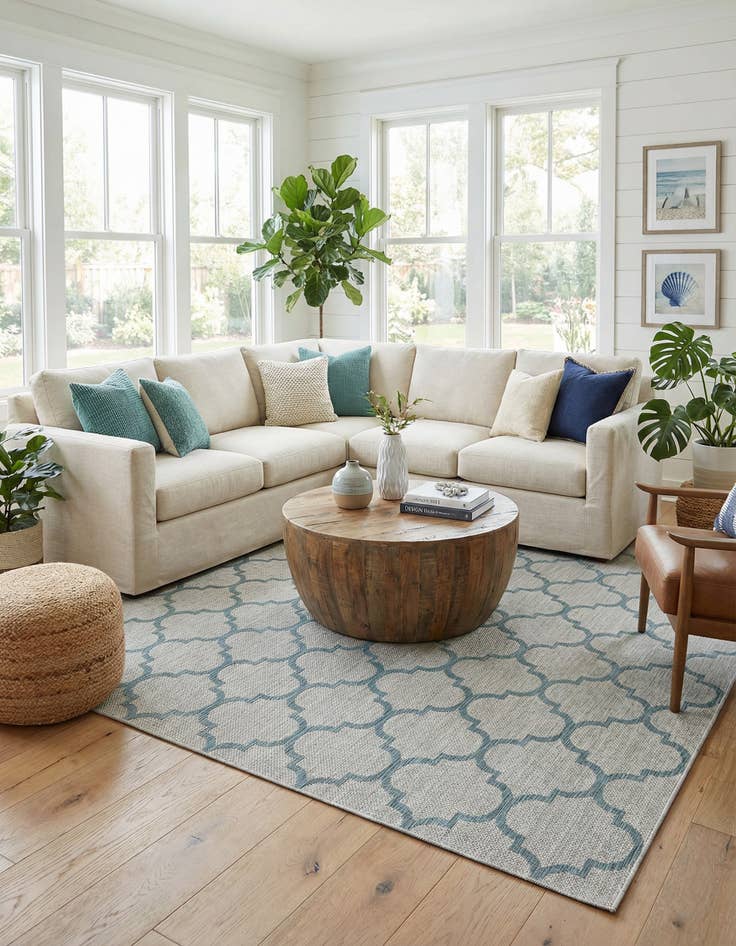 Detail image of 10' 8 x 10' 8  Washable Trellis Indoor / Outdoor Square Rug