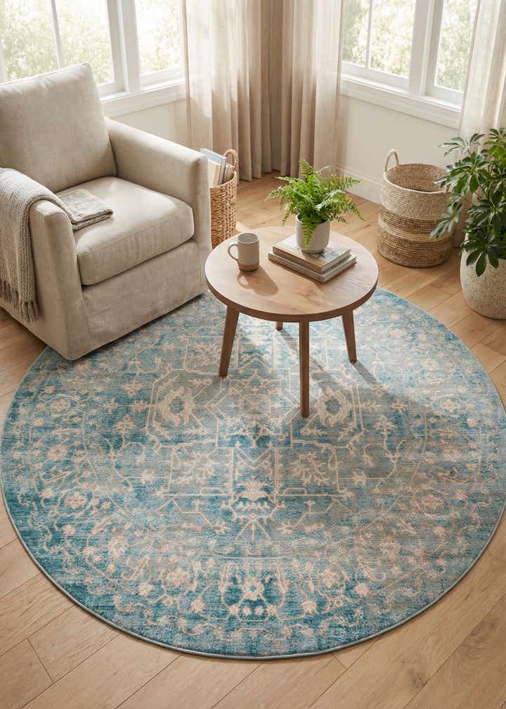 6' x 6' New Vintage Round Rug