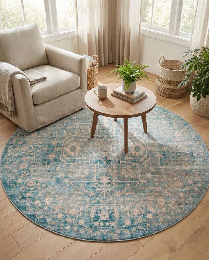 6' x 6' New Vintage Round Rug