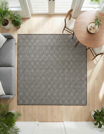 6' x 6' Easy-Clean Lattice Indoor / Outdoor Square Rug