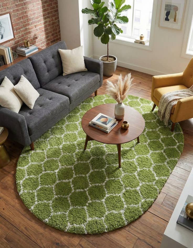 Detail image of 7' 10 x 10' Trellis Shag Oval Rug