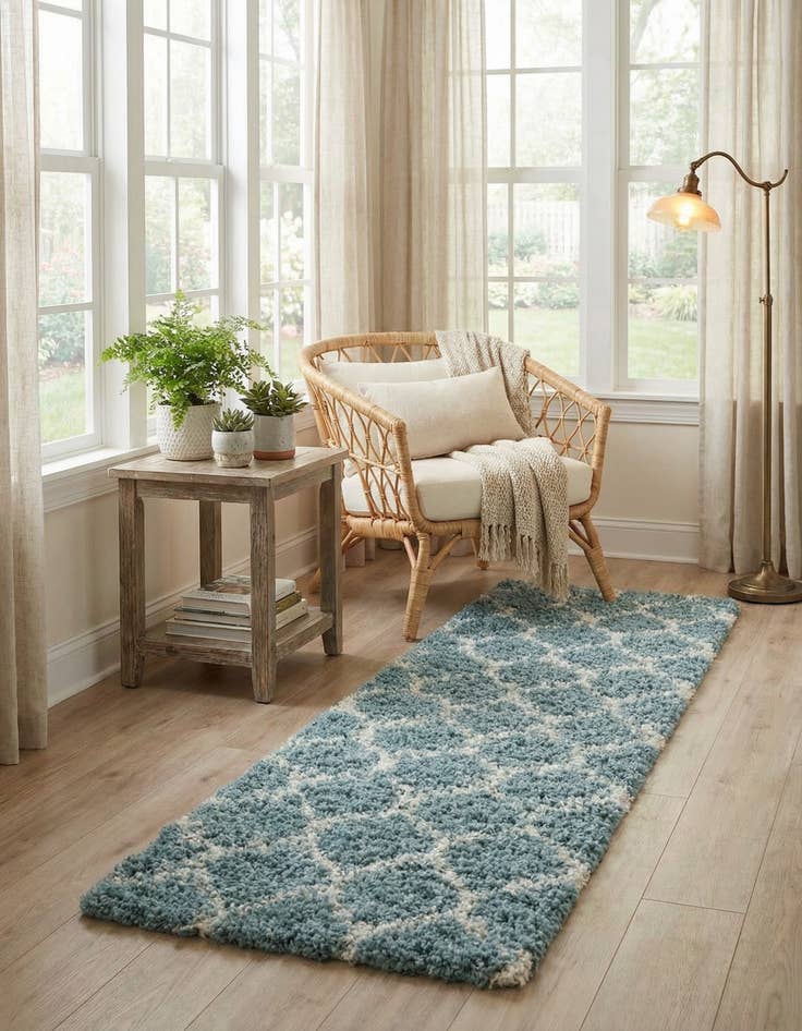 Detail image of 2' x 6' Trellis Shag Runner Rug