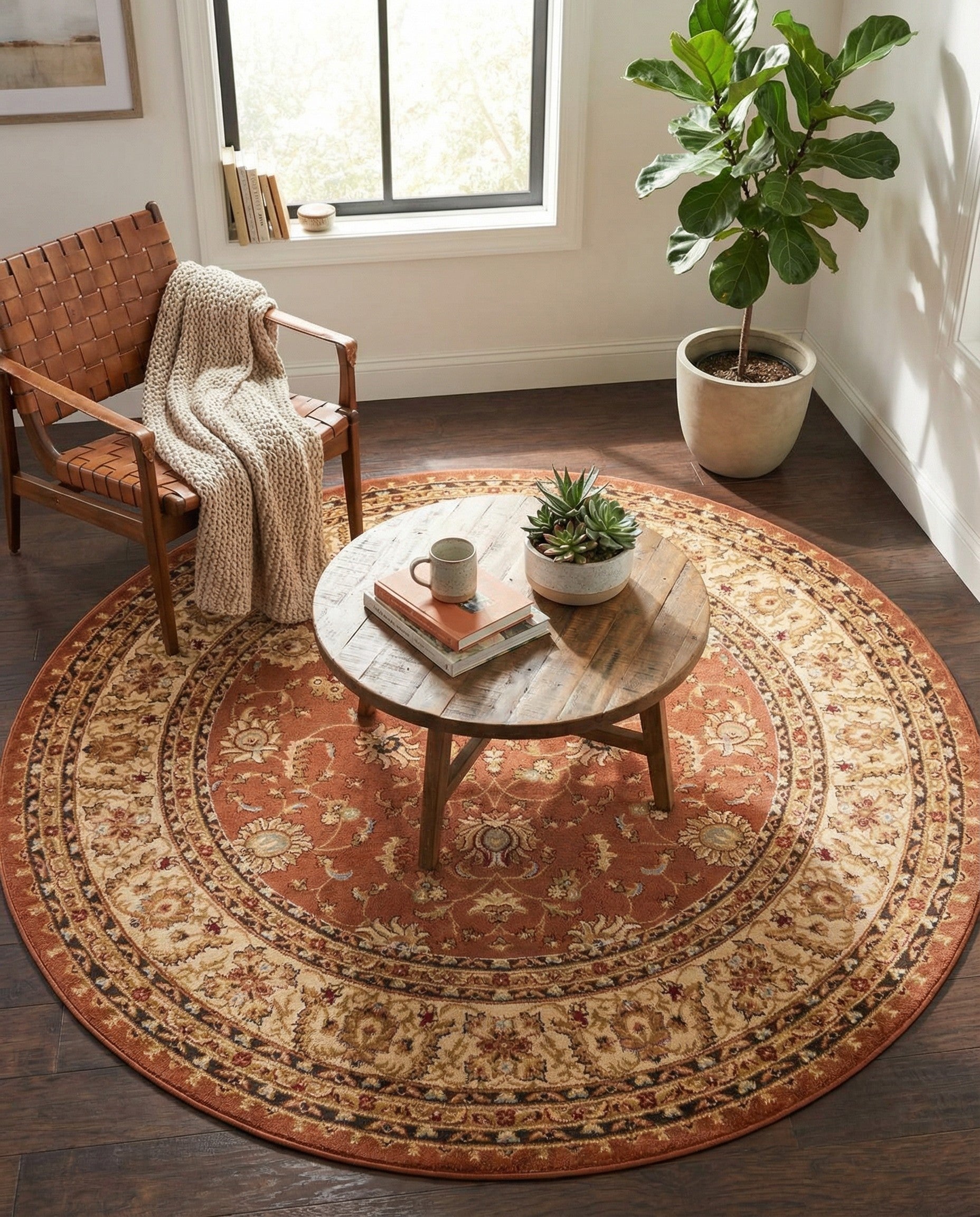 7' 10 x 7' 10 Classic Agra Round Rug