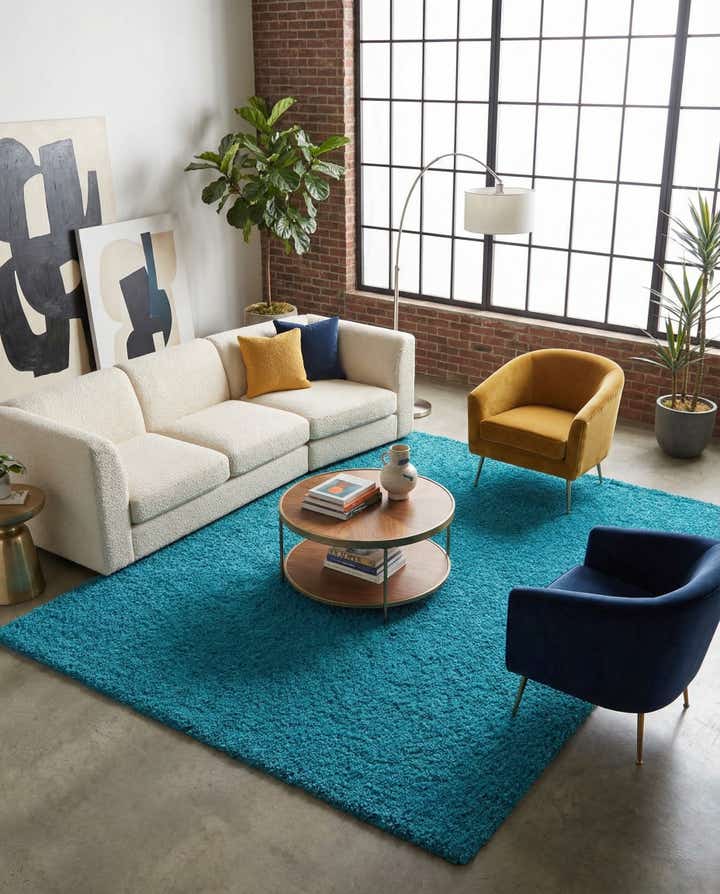 9' x 12' Solid Shag Rug