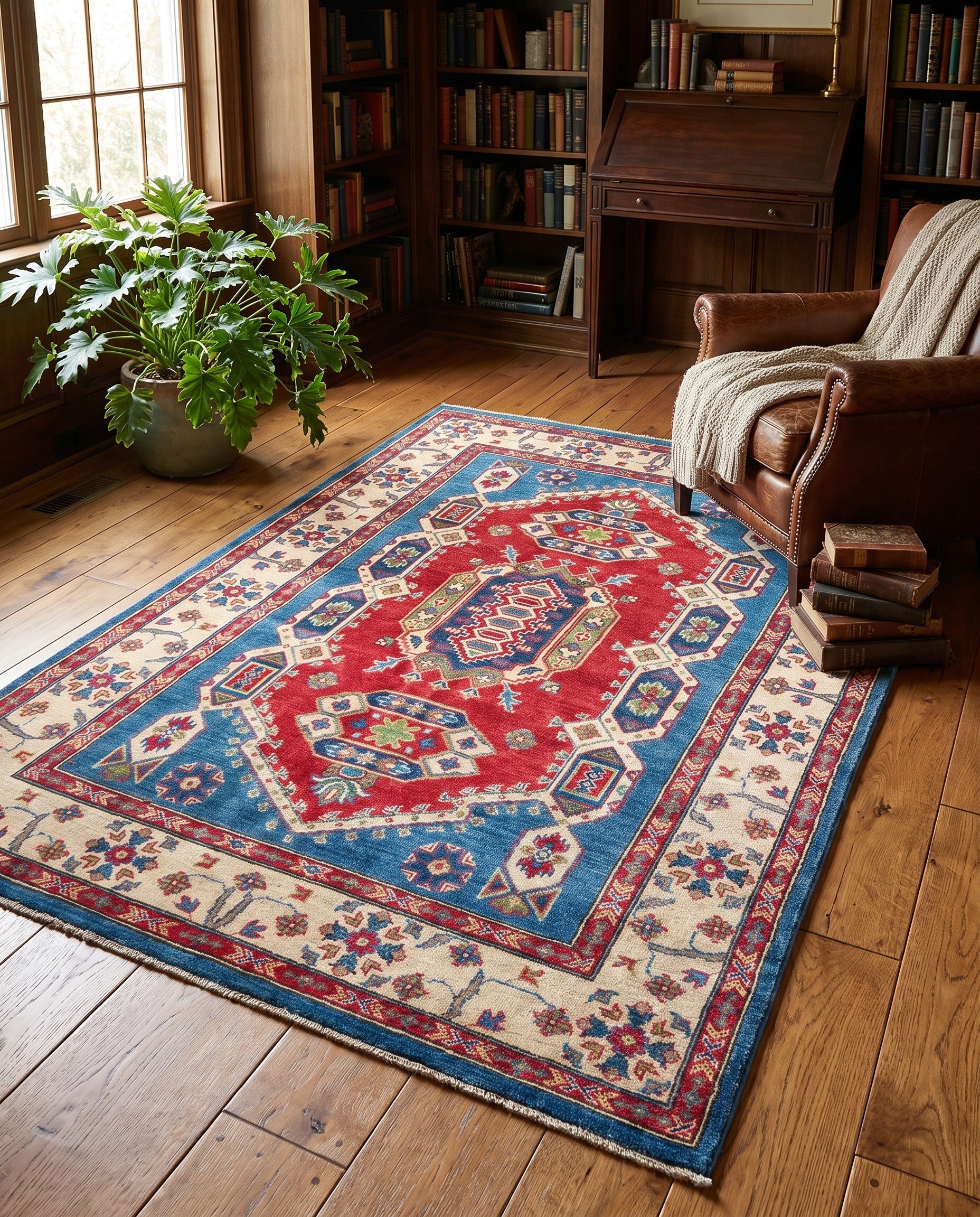 150cm x 225cm Hand Knotted Kazak Rug