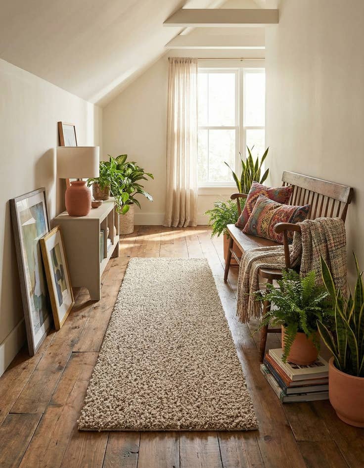 Detail image of  2' x 6' 5 Solid Shag Runner Rug