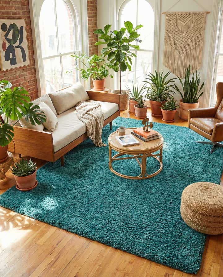 7' 10 x 11' Solid Shag Rug