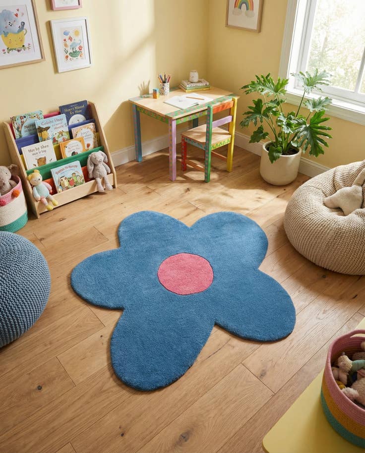 Detail image of 3' 1 x 3' 1 Happy Rugs Funky Flower Wool Round
