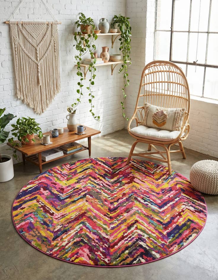 Detail image of 6' x 6' Washable Hyacinth Round Rug