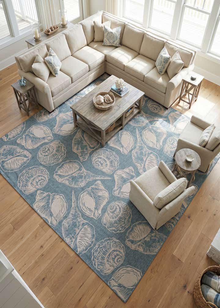 13' x 13' Easy-Clean Coastal Indoor / Outdoor Square Rug