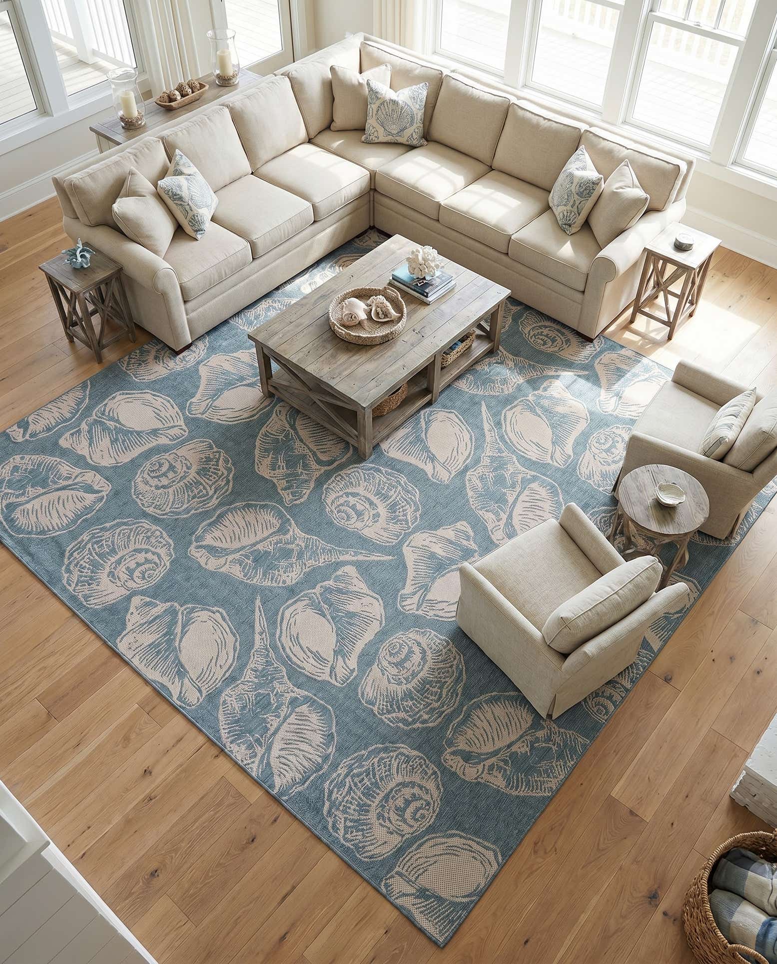 13' x 13' Easy-Clean Coastal Indoor / Outdoor Square Rug