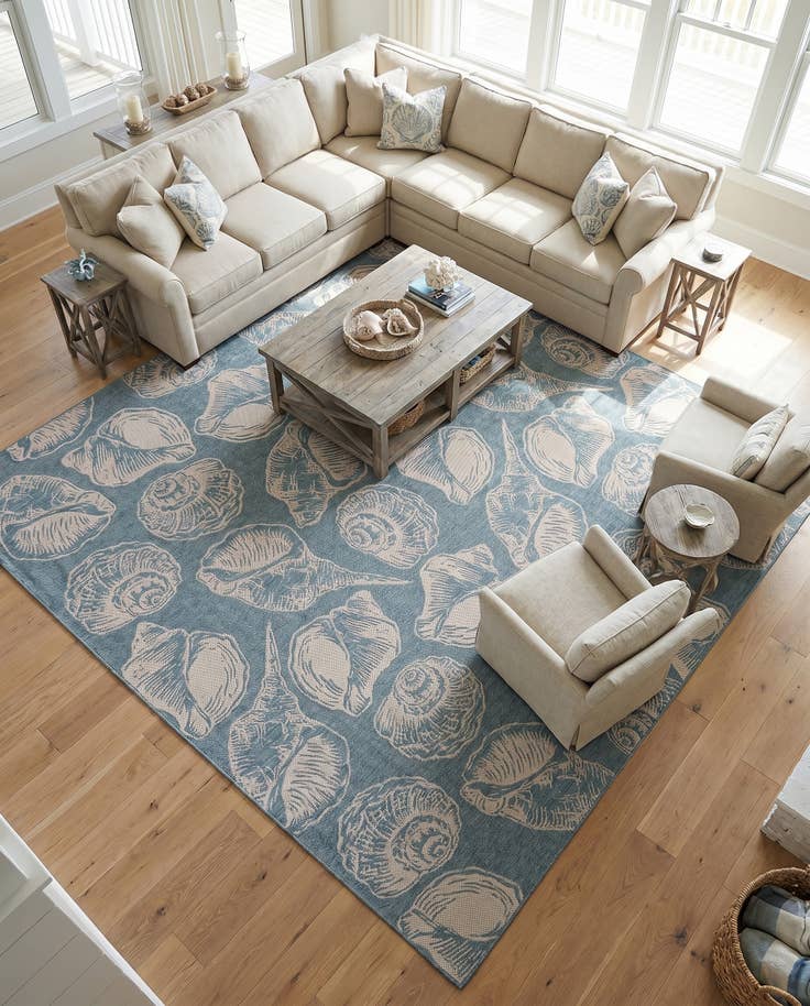 Detail image of 13' x 13' Easy-Clean Coastal Indoor / Outdoor Square Rug