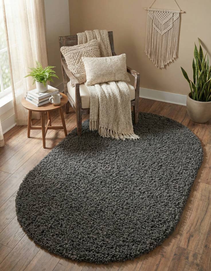 Detail image of 3' x 5' 3 Solid Shag Oval Rug