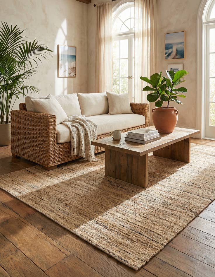 Detail image of 5' 1 x 8' Palm Beach Jute Rug