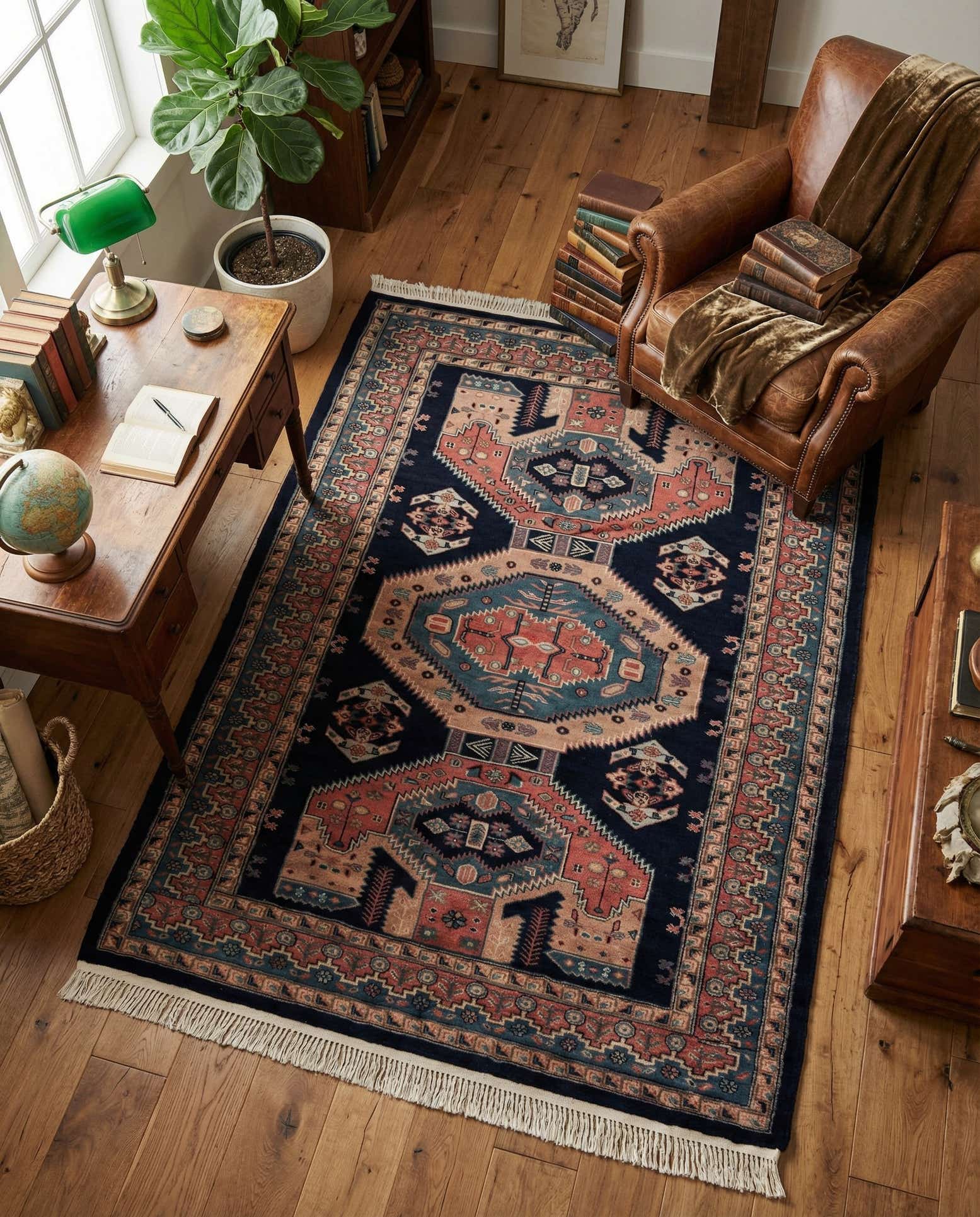 4' 3 x 5' 8 Hand Knotted Kazak Oriental Wool Rug