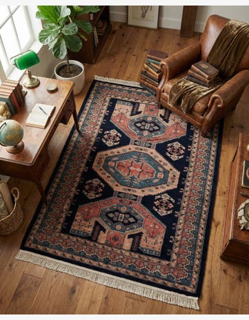4' 3 x 5' 8 Hand Knotted Kazak Oriental Wool Rug