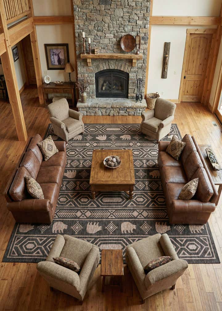 13' x 13' Easy-Clean Southwestern Indoor / Outdoor Square Rug