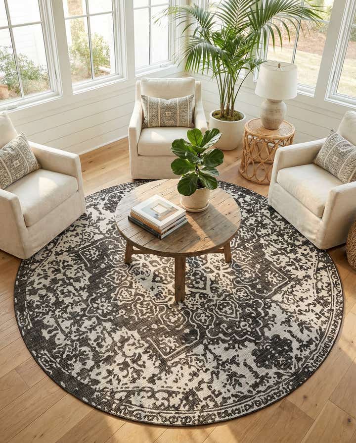 10' 8 x 10' 8 Easy-Clean Jill Zarin Dubai Indoor / Outdoor Round Rug