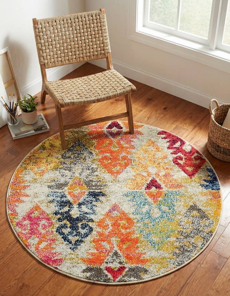 Detail image of 3' 3 x 3' 3 Washable Mesa Round Rug