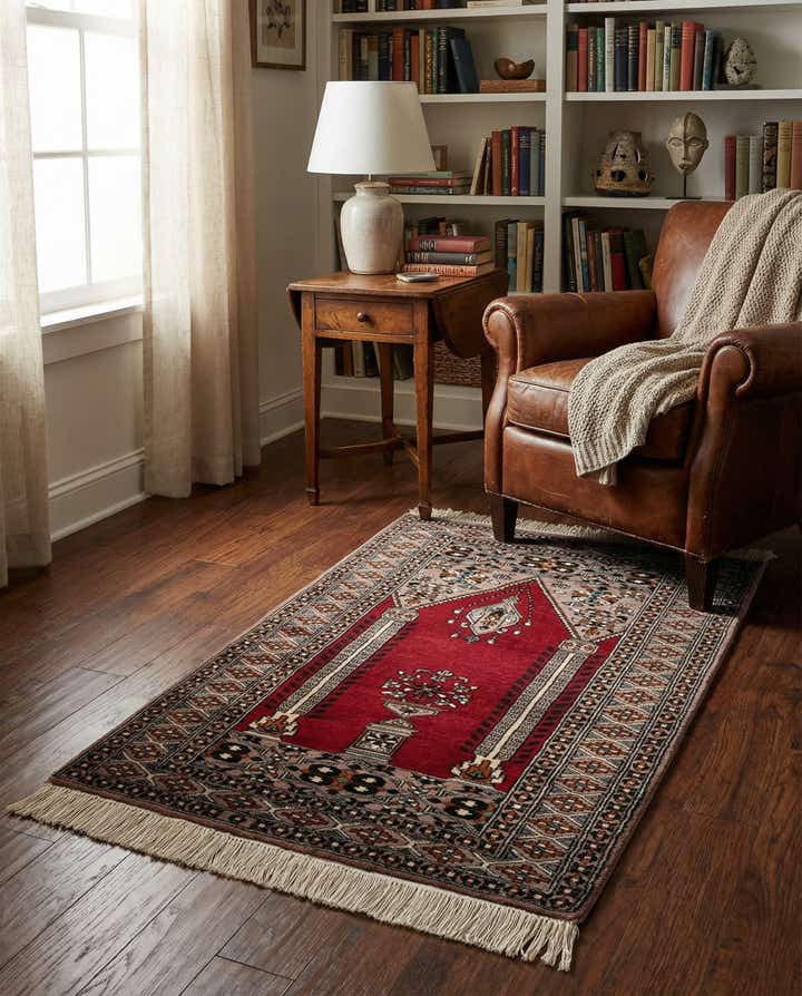 2' 7 x 4' 7 Hand Knotted Bokhara Oriental Wool Rug