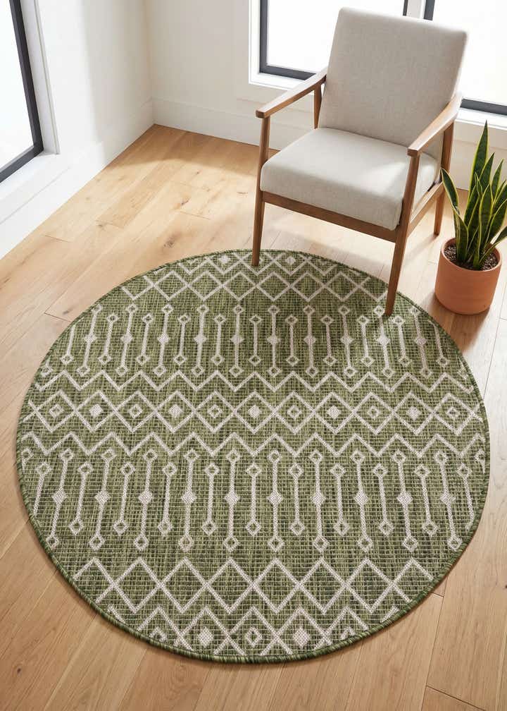 4' x 4' Easy-Clean Trellis Indoor / Outdoor Round Rug