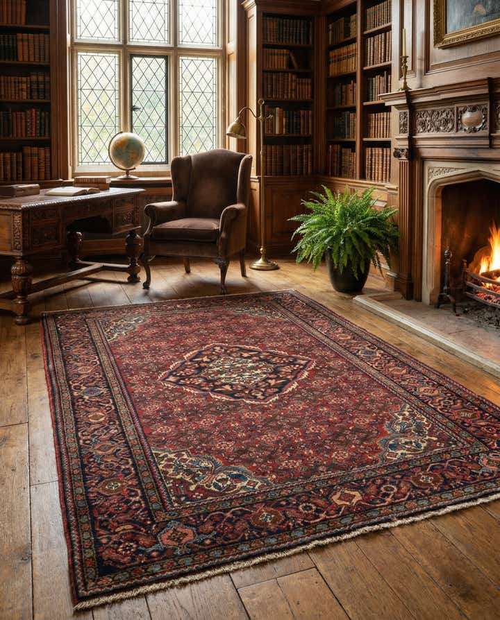 4' 11 x 6' 9 Hand Knotted Bortschalu Persian Rug
