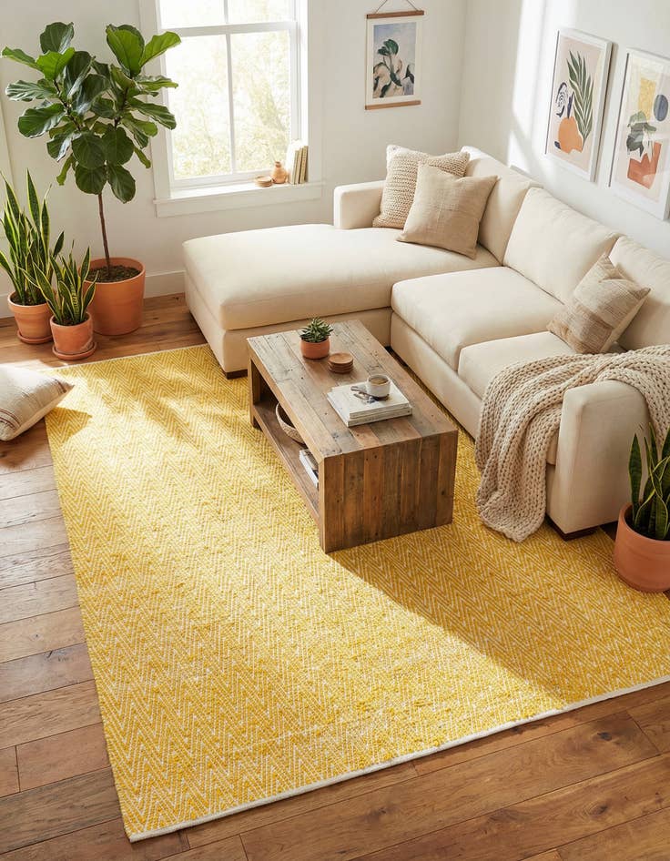 Detail image of 9' x 12'  Hand Woven Chindi Chevron Rug