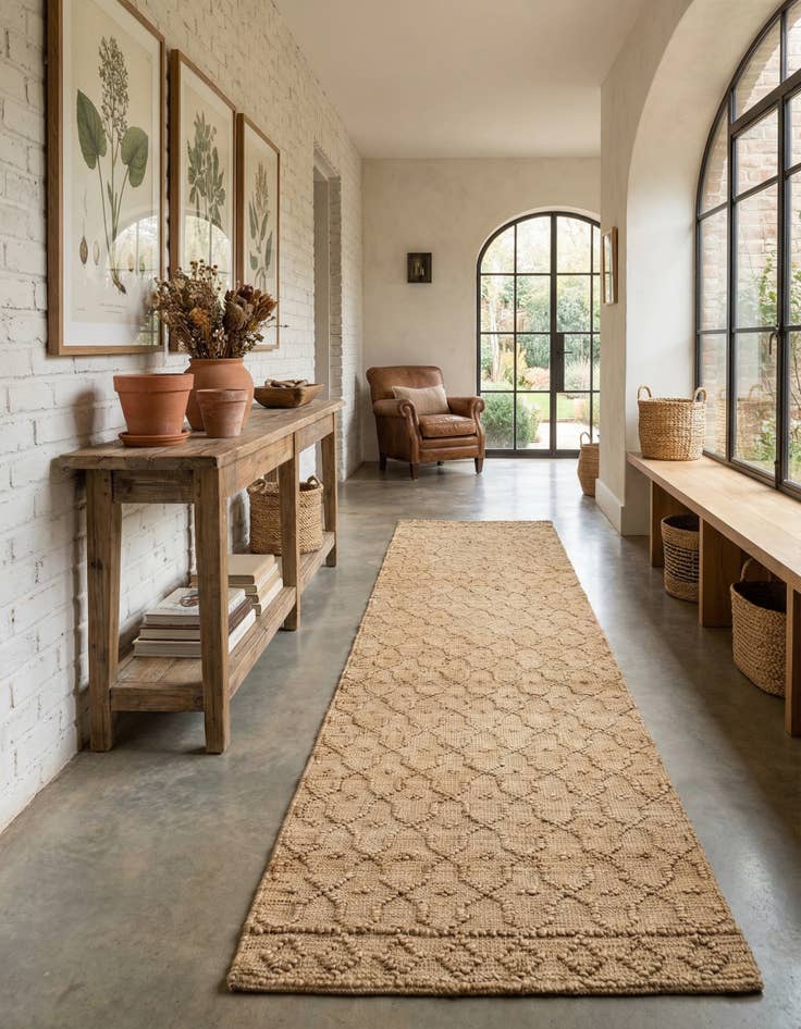 Detail image of 2' 7 x 13' 11  Hand Woven Larsa Jute Runner Rug