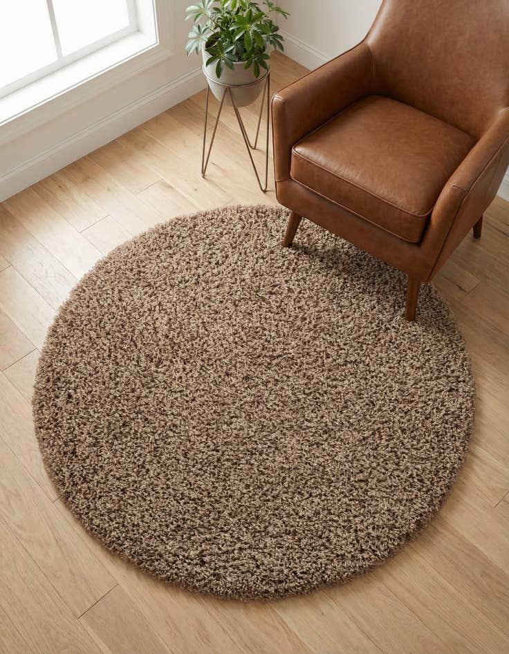 Detail image of 4' x 4' Solid Shag Round Rug