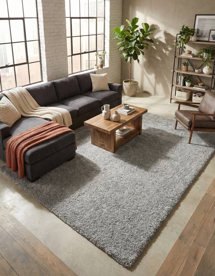 Detail image of  8' x 11' Soft Solid Shag Rug